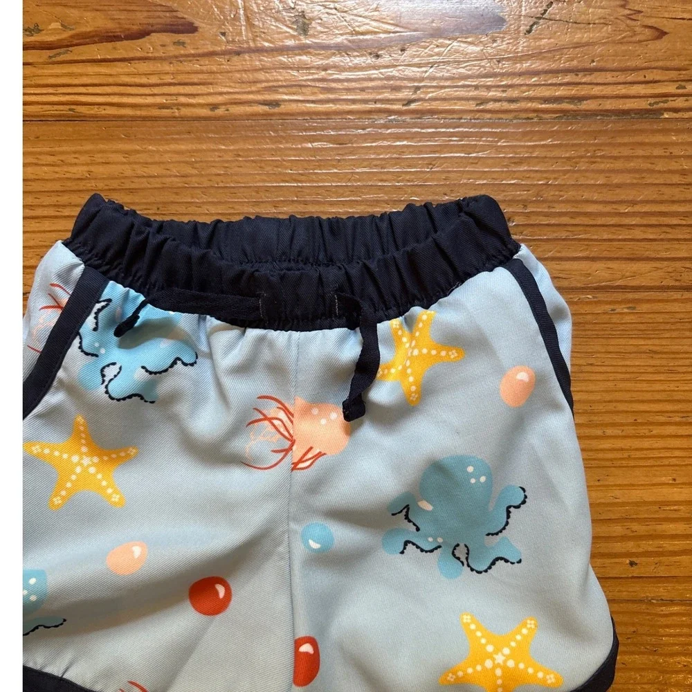 Monica + Andy‎ Swim Trunks Kids Blue Under the Sea Octopus Starfish SIZE 9-12M